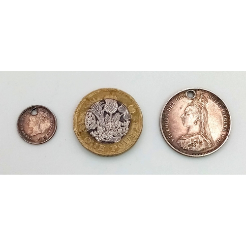 1219 - A Parcel of Two Silver Coins Comprising, Victorian Maundy Two Pence 1881 and a Victorian Shilling Da... 