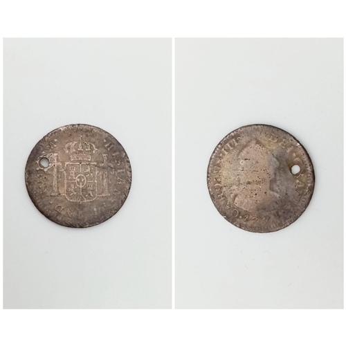 1227 - A 1773 Mexican Half Real Silver Coin.