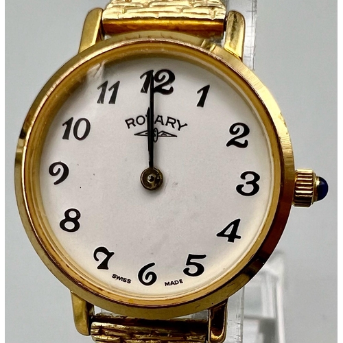 1004 - A ROTARY GOLD-PLATED EXPANDING BRACELET WATCH FULL WORKING ORDER A/F