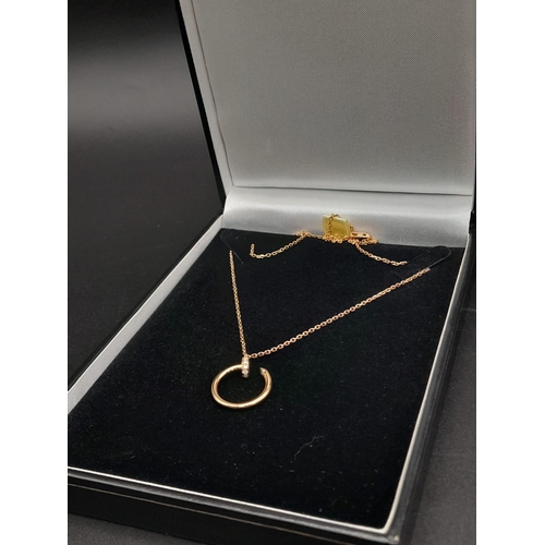 158 - Cartier Juste un Clou necklace, yellow gold 750/1000, set with 14 brilliant-cut diamonds totalling 0... 