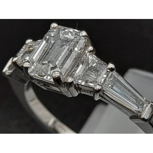 159 - 18ct White Gold and Diamond Art Deco Style Ring, 1,2ct Lab Grown Diamonds, Ring Size N 1/2, Total We... 