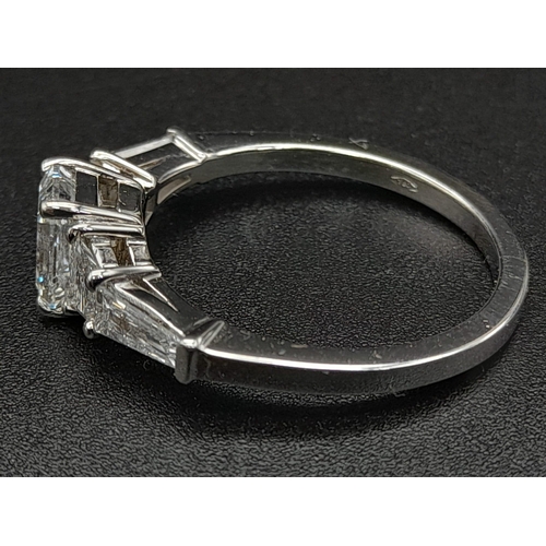 159 - 18ct White Gold and Diamond Art Deco Style Ring, 1,2ct Lab Grown Diamonds, Ring Size N 1/2, Total We... 