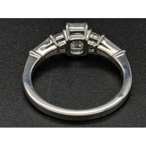 159 - 18ct White Gold and Diamond Art Deco Style Ring, 1,2ct Lab Grown Diamonds, Ring Size N 1/2, Total We... 