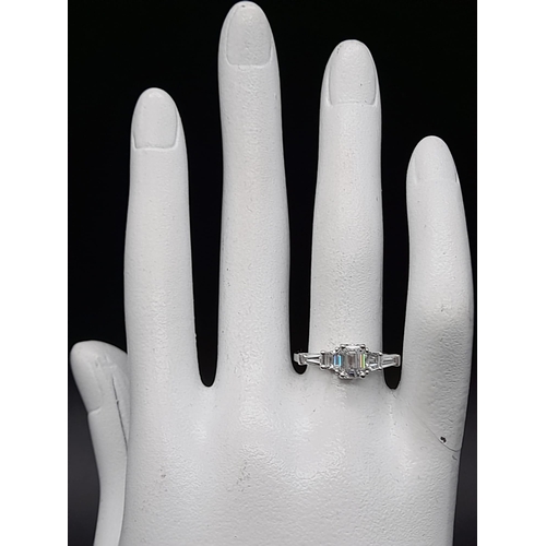 159 - 18ct White Gold and Diamond Art Deco Style Ring, 1,2ct Lab Grown Diamonds, Ring Size N 1/2, Total We... 