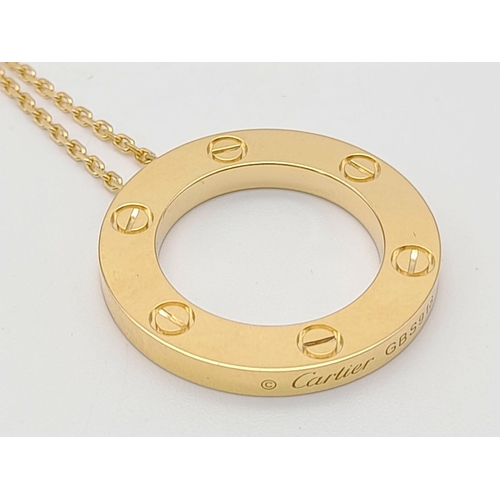 297 - Cartier 18ct rose-gold LOVE necklace, Lobster clasp fastening, Chain length 420mm, Inner diameter 16... 