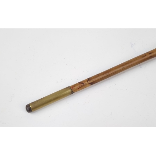 317 - A Vintage Possibly Antique Toledo Small Flexible Bamboo Cane Stick with Hidden Dagger. 72cm total le... 