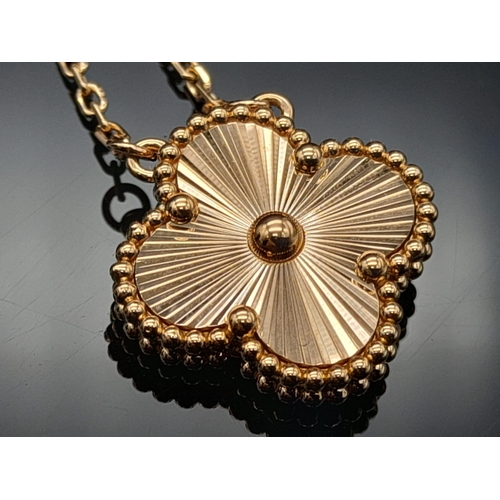 332 - Van Cleef & Arpels 18k Rose Gold Magic Alhambra long necklace, 1 motif as Pendant. 5.12 grams total ... 