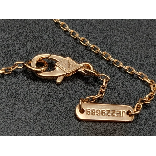 332 - Van Cleef & Arpels 18k Rose Gold Magic Alhambra long necklace, 1 motif as Pendant. 5.12 grams total ... 