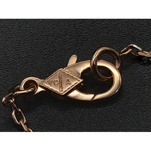 332 - Van Cleef & Arpels 18k Rose Gold Magic Alhambra long necklace, 1 motif as Pendant. 5.12 grams total ... 