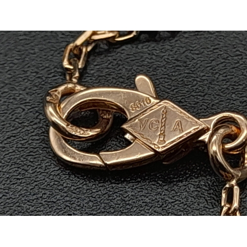 332 - Van Cleef & Arpels 18k Rose Gold Magic Alhambra long necklace, 1 motif as Pendant. 5.12 grams total ... 