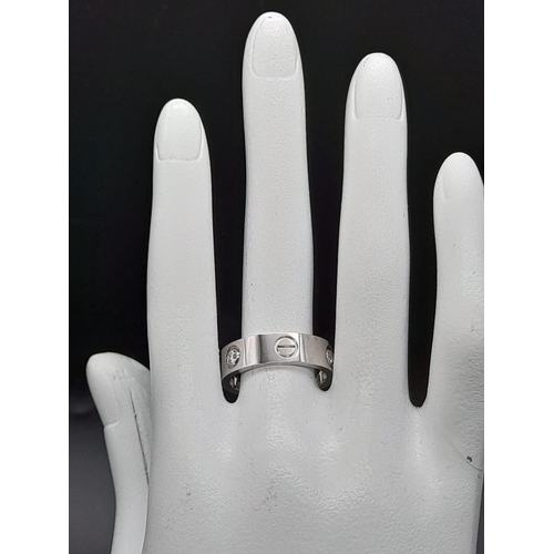 676 - Cartier LOVE ring in 18ct White Gold & 0.22ct 3 Round Brilliant Cut Diamonds, Ring size S, Total Wei... 