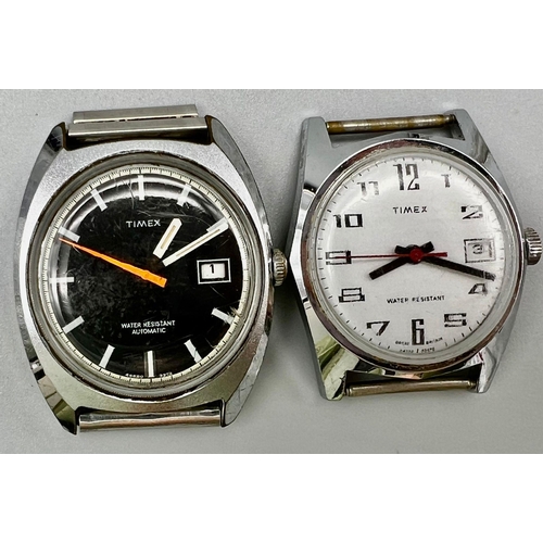 774 - 2 X TIMEX WATCHES ONE AUTOMATIC AND ONE MANUAL WIND BOTH WORKING NO STRAPS A/F