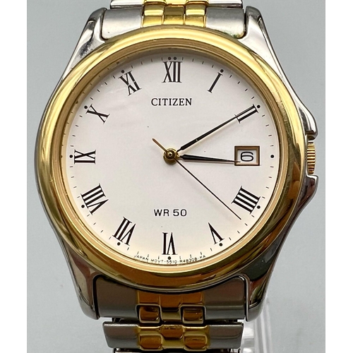 991 - CITIZEN 2 TONE EXPANDING BRACELET WATCH FULL WORKING ORDER A/F. 16CM STRAP LENGTH