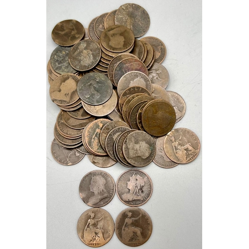 1071 - Collection of 100 Victorian Pennies, dates range from 1860-1901.