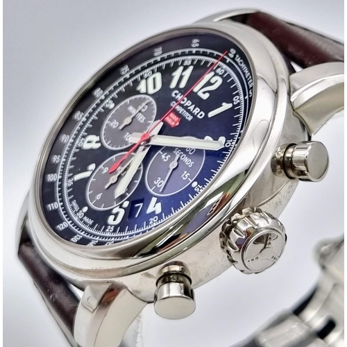 296 - A Chopard Mille Miglia Competitor Chronograph Watch. Automatic movement. Brown leather strap. Stainl... 