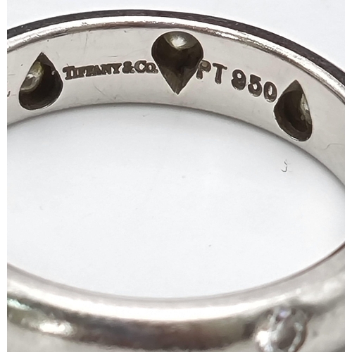 3 - A Tiffany and Co. 950 Platinum Diamond Band Ring. Comes with original receipt. Size K. 6.290g total ... 