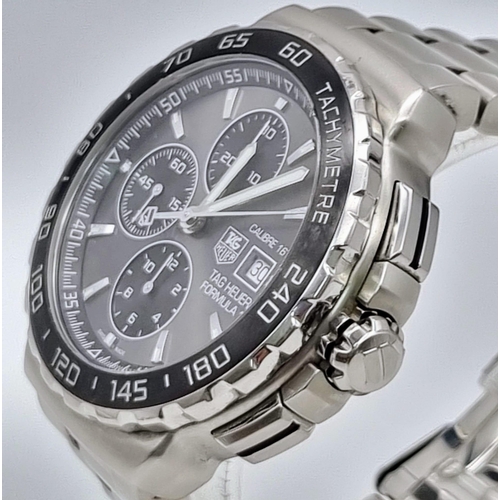 330 - A TAG HEUER FORMULA ONE TACHOMETRE WITH 3 SUBDIALS IN STAINLESS STEEL WITH BOX AND PAPERS 44mm      ... 