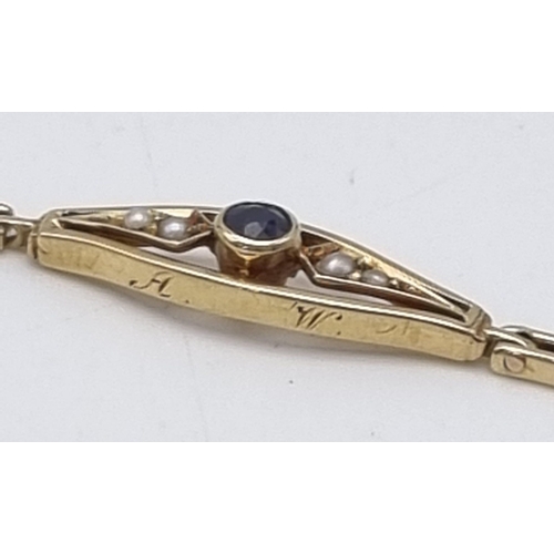 748 - A beautiful 9ct Yellow Gold Sapphire and Diamond Bracelet, Length 18.5cm, Total Weight 7.2 grams