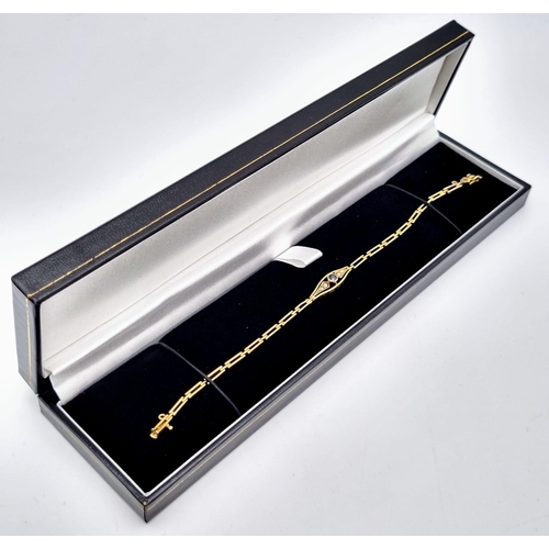 748 - A beautiful 9ct Yellow Gold Sapphire and Diamond Bracelet, Length 18.5cm, Total Weight 7.2 grams