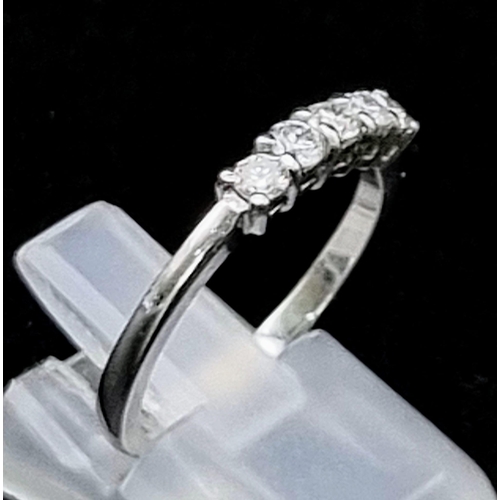 755 - 18k White Gold Ring Set With 5 Round Brilliant Cut Diamonds, 0.45ct Diamonds, Ring Size M, Total Wei... 