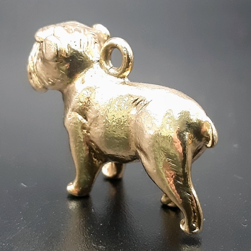 901 - 9ct Solid Yellow Gold Bulldog Charm by Georg Mautner, Complete with Ruby Eyes, Length 26mm, Total We... 