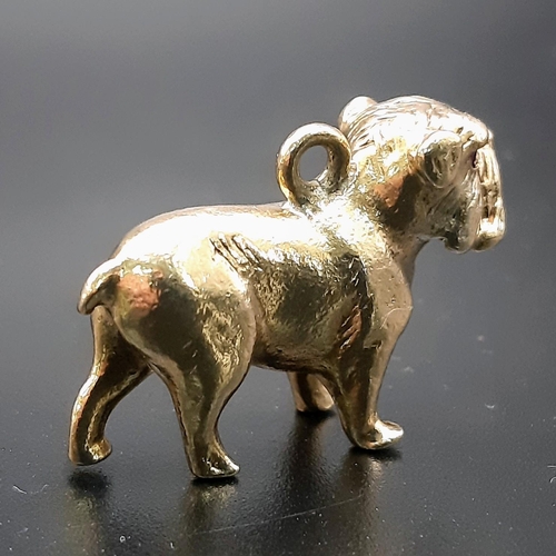 901 - 9ct Solid Yellow Gold Bulldog Charm by Georg Mautner, Complete with Ruby Eyes, Length 26mm, Total We... 