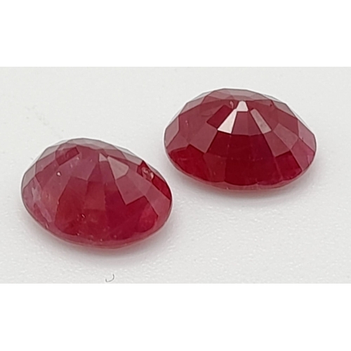 93 - PAIR OF OVAL RUBIES GEMSTONES, APPROX 5.42CT TOTAL WEIGHT