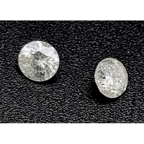 702 - PAIR OF ROUND BRILIANT CUT DIAMONDS, TOTAL WEIGHT 0.38CT