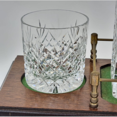 846 - A Vintage Stuart Crystal Tantalus, Whisky Decanter and Two Whisky Tumbler Set