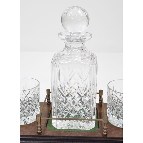 846 - A Vintage Stuart Crystal Tantalus, Whisky Decanter and Two Whisky Tumbler Set