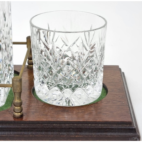 846 - A Vintage Stuart Crystal Tantalus, Whisky Decanter and Two Whisky Tumbler Set