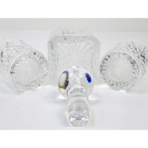 846 - A Vintage Stuart Crystal Tantalus, Whisky Decanter and Two Whisky Tumbler Set