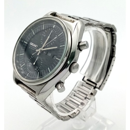 120 - A Wonderful Rare Vintage Seiko Automatic Gents Chronograph Watch. 6138-3000. Stainless steel strap a... 