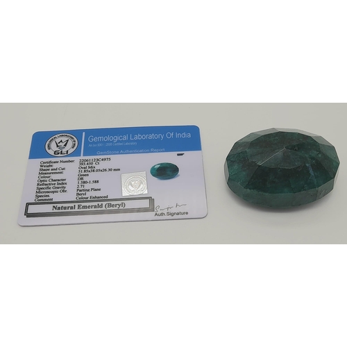 1496 - A 393.45ct Mixed Cut Emerald. Oval Shape. GLI Certified.