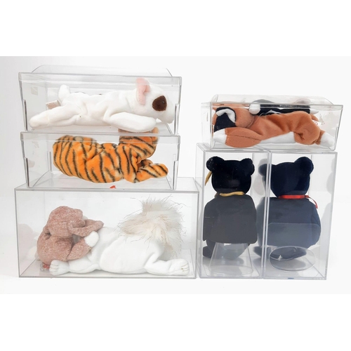 407 - Seven Collectable Ty Beanie Babies. In excellent condition packaged in protective plastic containers... 