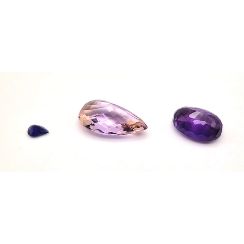 455 - Lot of 3 Gemstones - 13.70 Ct Mixed Cut Ametrine, 10.70 Ct Mixed Cut Amethyst & 0.45 Ct Mixed Cut Io... 