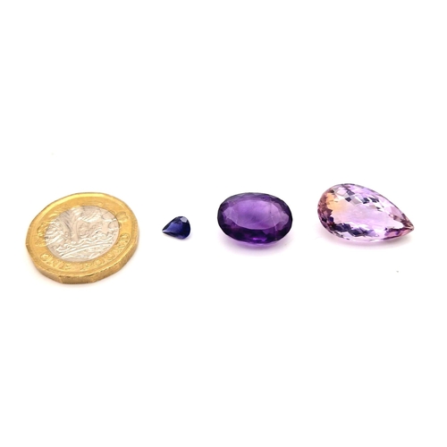 455 - Lot of 3 Gemstones - 13.70 Ct Mixed Cut Ametrine, 10.70 Ct Mixed Cut Amethyst & 0.45 Ct Mixed Cut Io... 