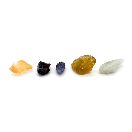 469 - Lot of 5 Rough Gemstones - 84.71 Ct Rough Lemon Quartz, 73.35 Ct Rough Green Amethyst, 39.95 Ct Roug... 