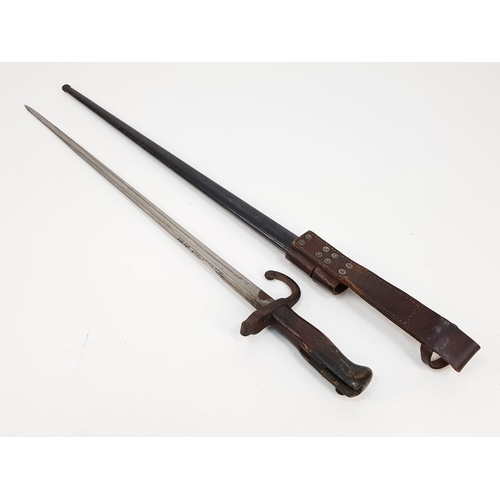 300 - An Antique French Model 1874/77 Bayonet with Scabbard. Inscription on top of blade 1818. Number 7956... 