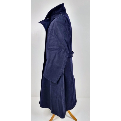 308 - A Very Heavy Navy Blue Vintage Home Front Military Defence Coat. Made by Smith and Co of Derby 1951.... 