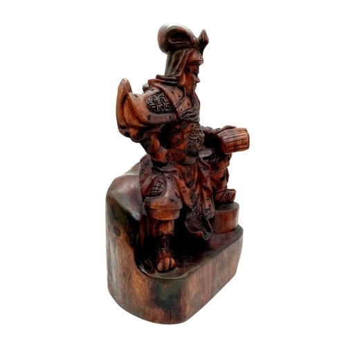 329 - A Large Antique Hand-Carved Hardwood Chinese Figure of an Ancient warrior.  Fine Quality And Detail.... 