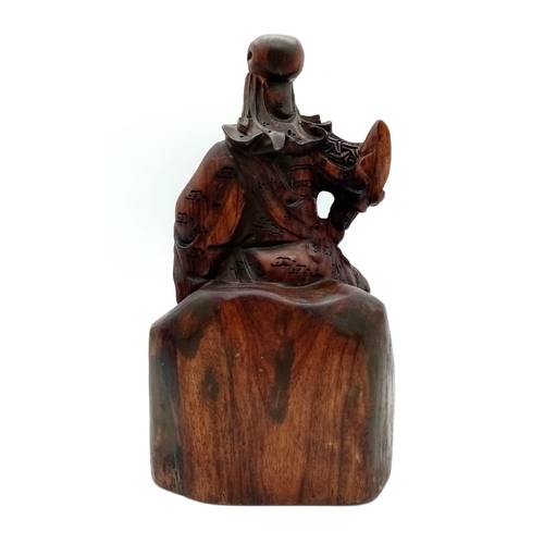 329 - A Large Antique Hand-Carved Hardwood Chinese Figure of an Ancient warrior.  Fine Quality And Detail.... 