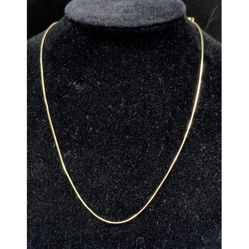 162 - An 18K Yellow Gold Thin Snake-Link Necklace. 40cm. 2.58g.