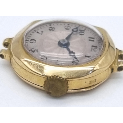 291 - A Vintage 18k Gold Watch Case. Mechanical movement. 22mm diameter. 10.31g total weight. A/F