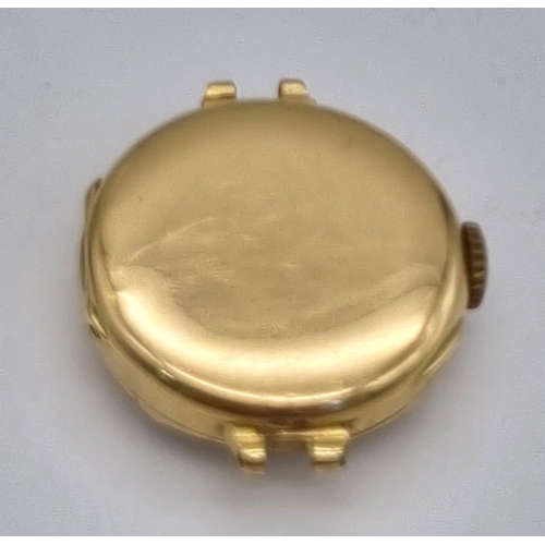 291 - A Vintage 18k Gold Watch Case. Mechanical movement. 22mm diameter. 10.31g total weight. A/F