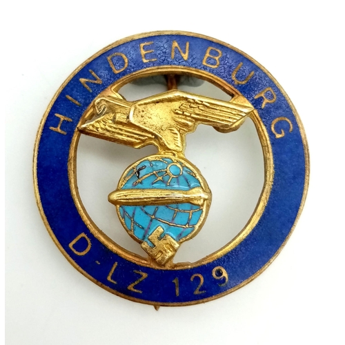 21 - A RARE 3rd Reich Hindenburg D.L.Z 129 Crew Member Pin.