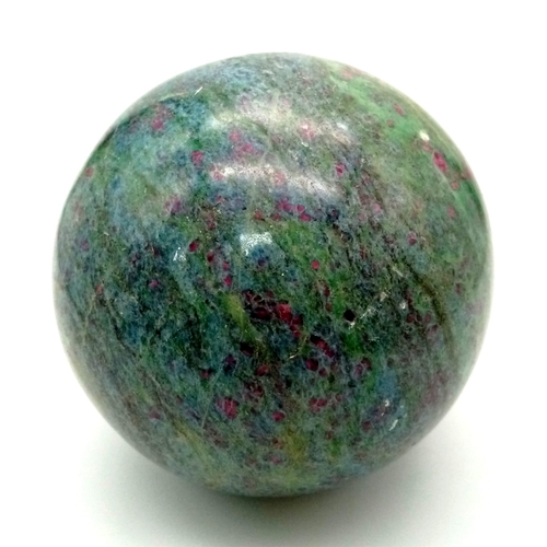 101 - A 4.25 Kilo Natural Ruby Zoisite Gemstone Artefact Globe. Bluish red colour. Zoisite is a stone of r... 