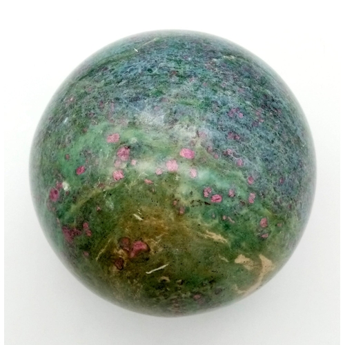 101 - A 4.25 Kilo Natural Ruby Zoisite Gemstone Artefact Globe. Bluish red colour. Zoisite is a stone of r... 