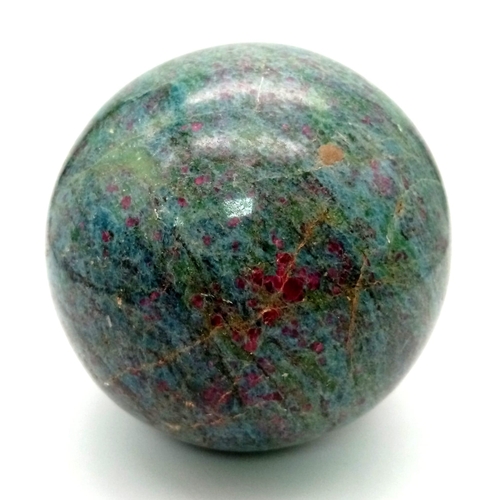 101 - A 4.25 Kilo Natural Ruby Zoisite Gemstone Artefact Globe. Bluish red colour. Zoisite is a stone of r... 