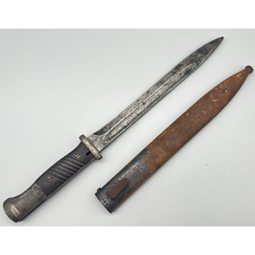 146 - A WW2 German Mauser K-98 Bayonet with Scabbard and Frog.